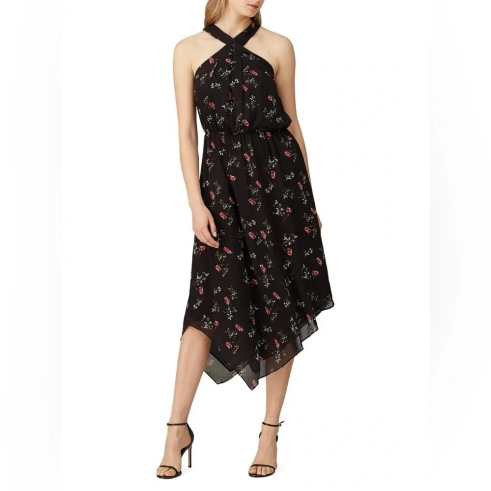 GREAT JONES Black Floral Halter Blouson Dres Size Medium - Picture 9 of 10